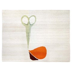 Hand-woven wool rug "Bloody Scissors" by Natalia Geci