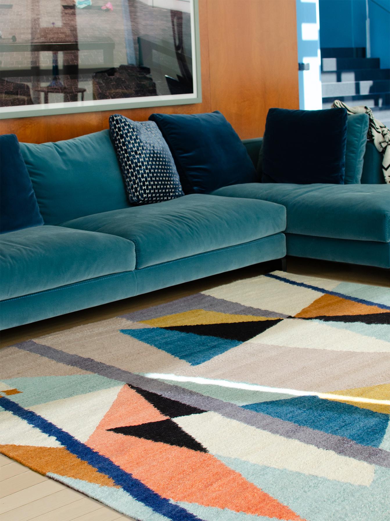 Adapted from the original artwork by Juan Del Prete, Composición con elementos geometricos triangulares, 1946.

LALANA RUGS is an applied arts initiative born from the desire to combine proposals by contemporary artists with traditional local