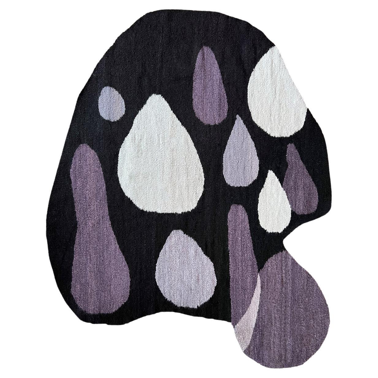Hand-woven wool rug "Gray Rain" by Marcela Cabutti For Sale