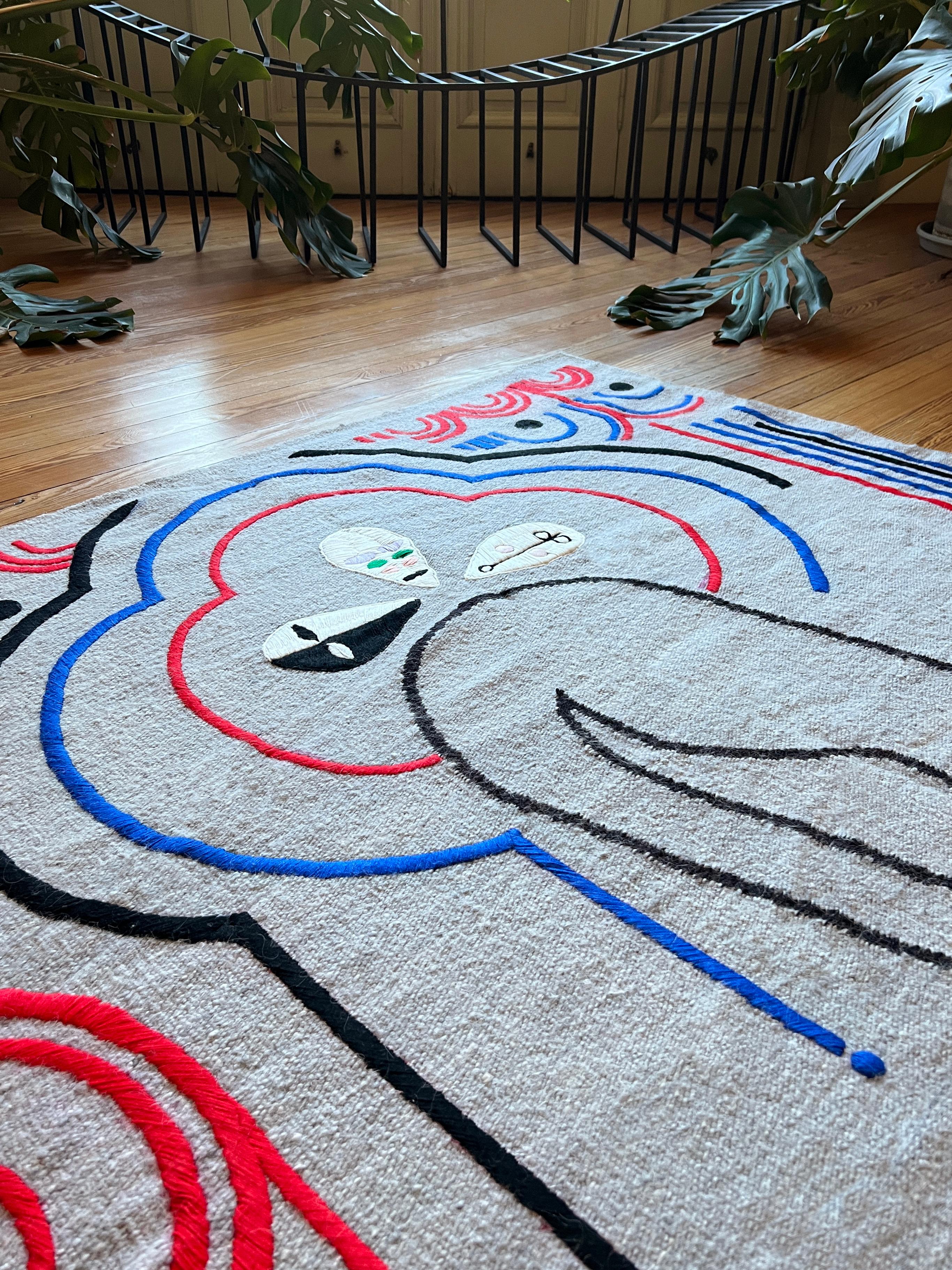 Tissé à la main Tapis en laine tissé à la main « Incomplete Chronicle » de Juan Tessi en vente