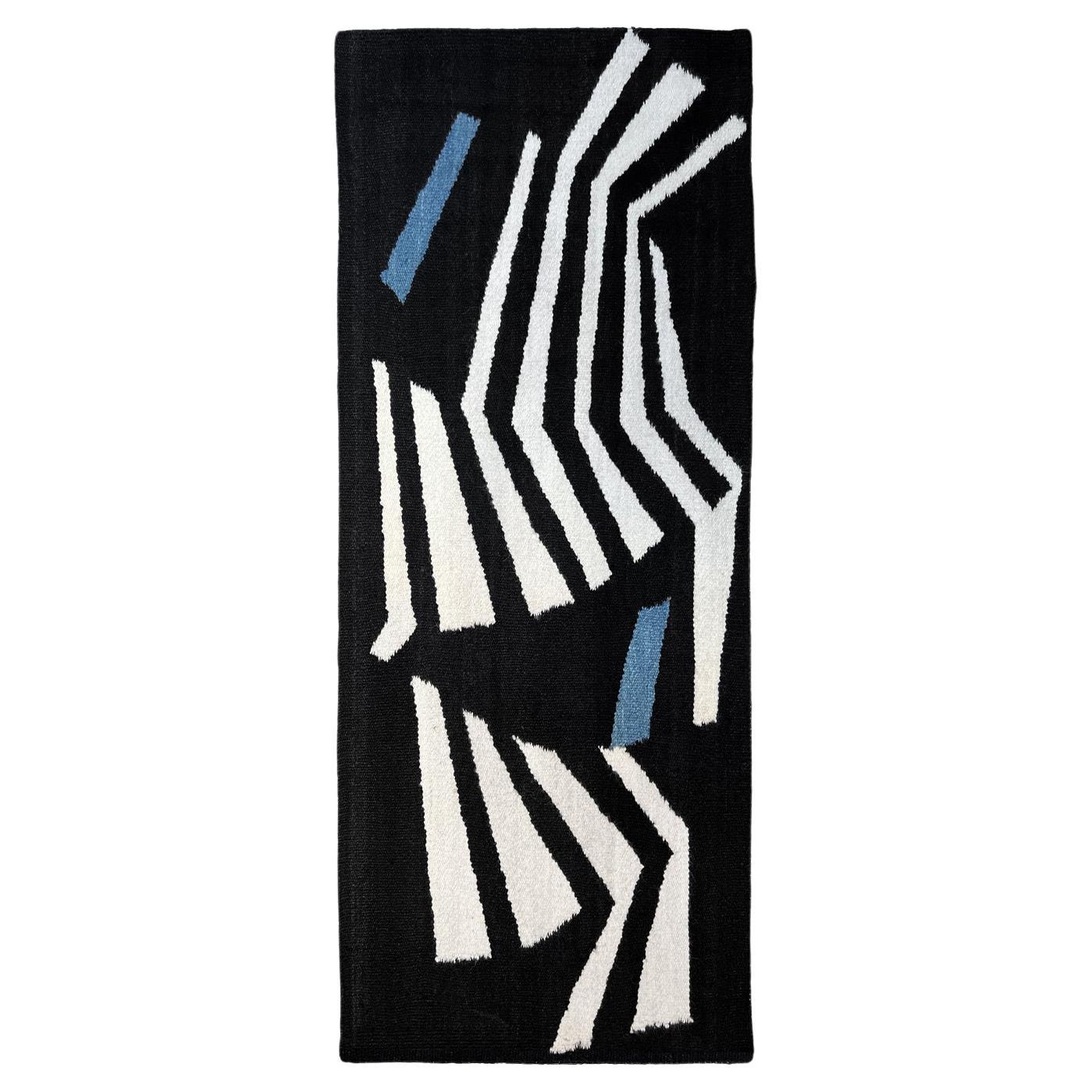 Hand-woven wool rug "Linear Figure" by Ary Brizzi For Sale