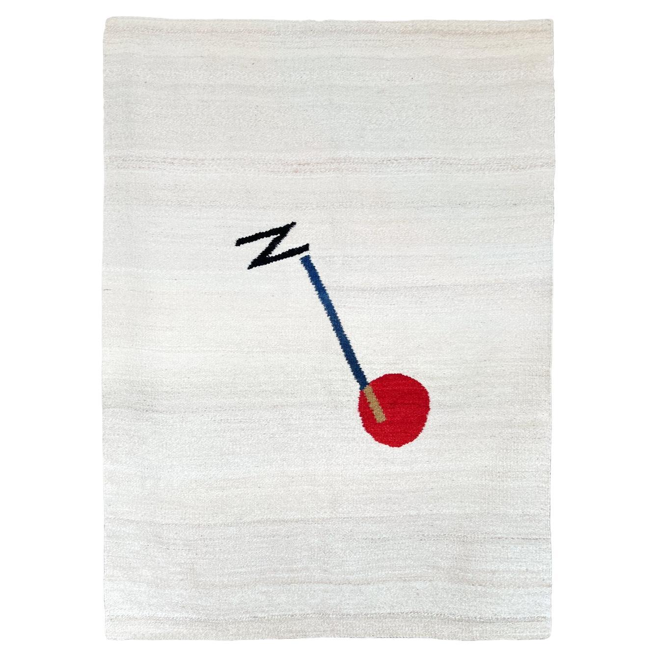 Hand-woven wool rug "N Line" by Marcela Sinclair For Sale