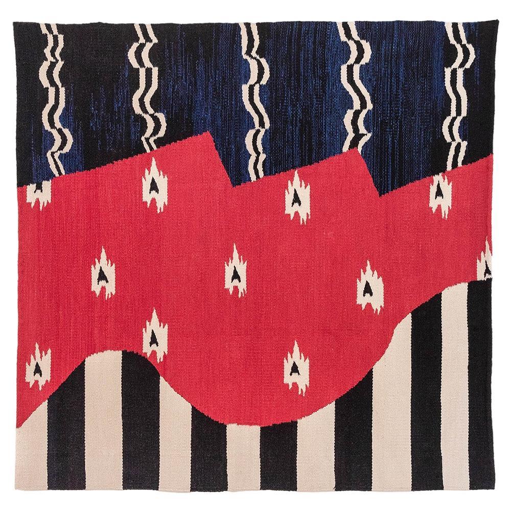 Hand-woven wool rug "New Poncho" by Stoppani Juan + Legavre Jean-Yves For Sale