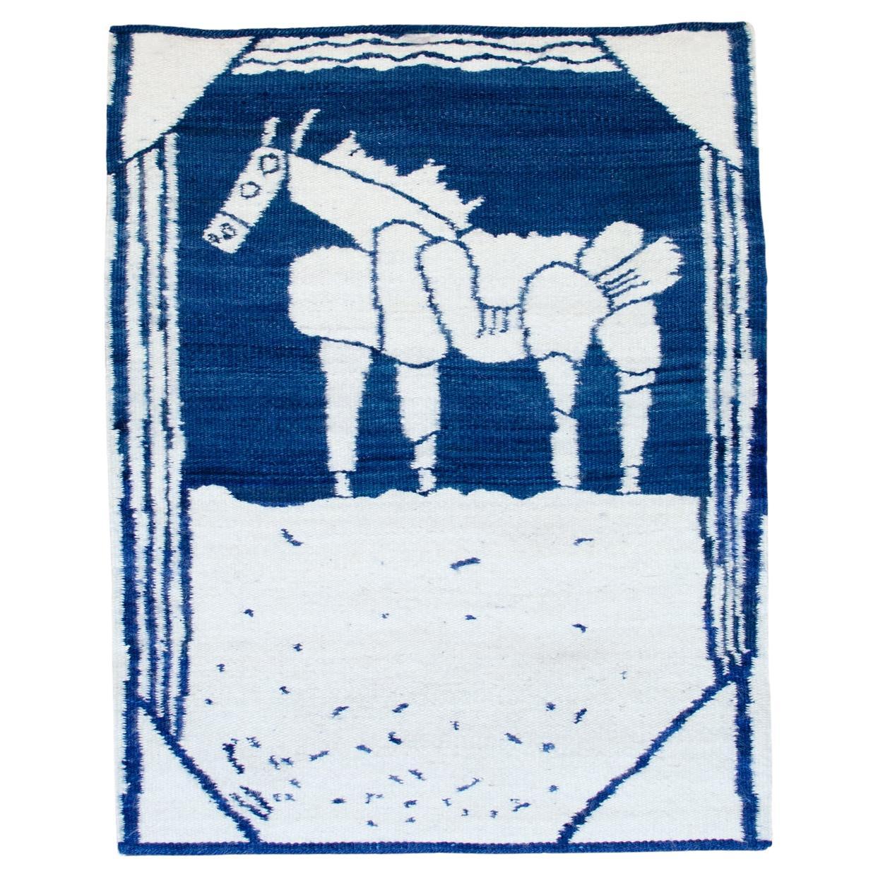 Hand-woven wool rug "Stage Horse" by Luis Fernando Benedit For Sale