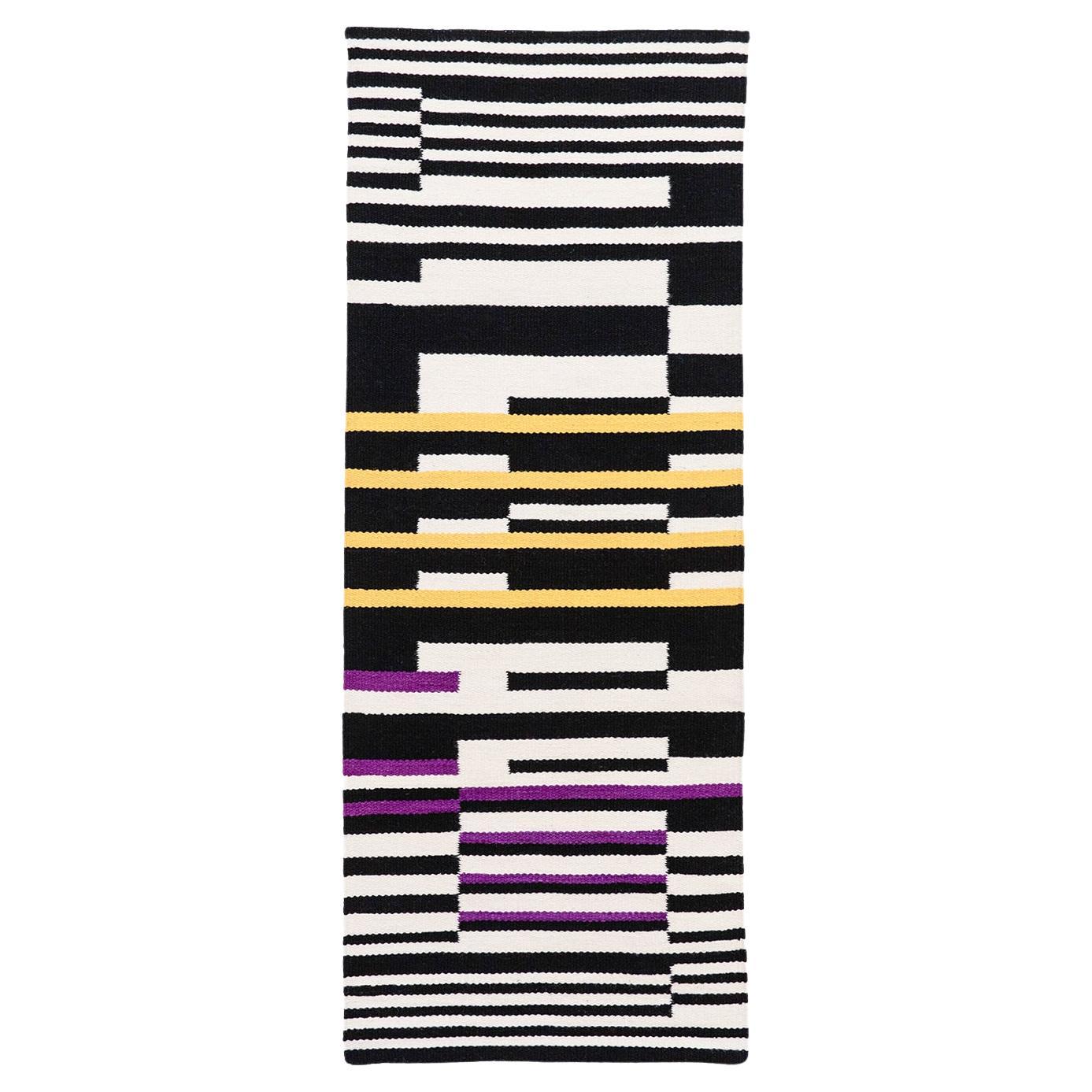 Hand-woven wool rug "Stripes" by Ary Brizzi For Sale