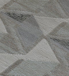 Handwoven Wool Kilim Rug in Swedish Revival Style, Contemporary Design