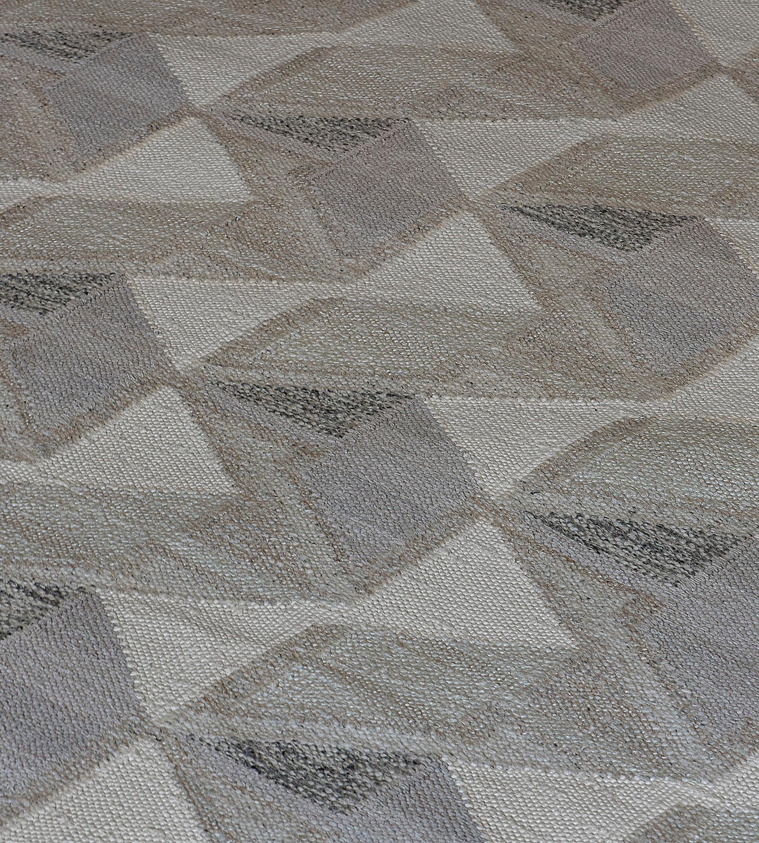 Handgewebter schwedischer Revival-Teppich aus Wolle (Kelim) im Angebot