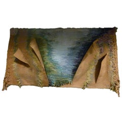  Handwoven Wool Tapestry Picturing the Costa Brava, Spain