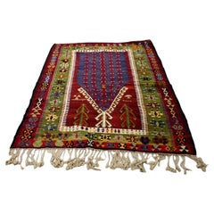 Vintage Hand Woven Wool Tribal Kilim Rug / Wall Hang