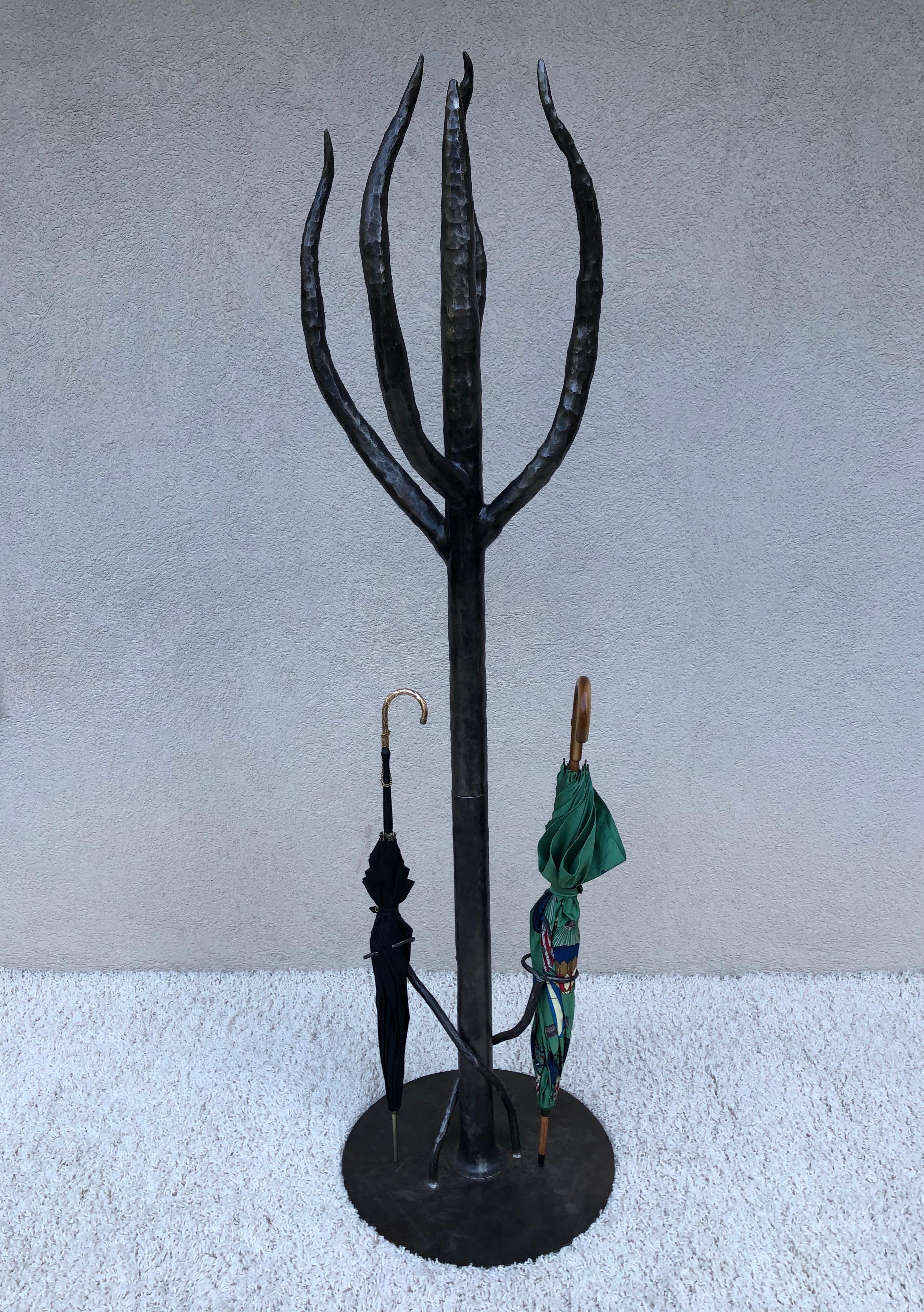 Mid-Century Modern Handwrought Cactus Coat Hall Tree /Umbrella Stand Entrance Sculpture For Sale