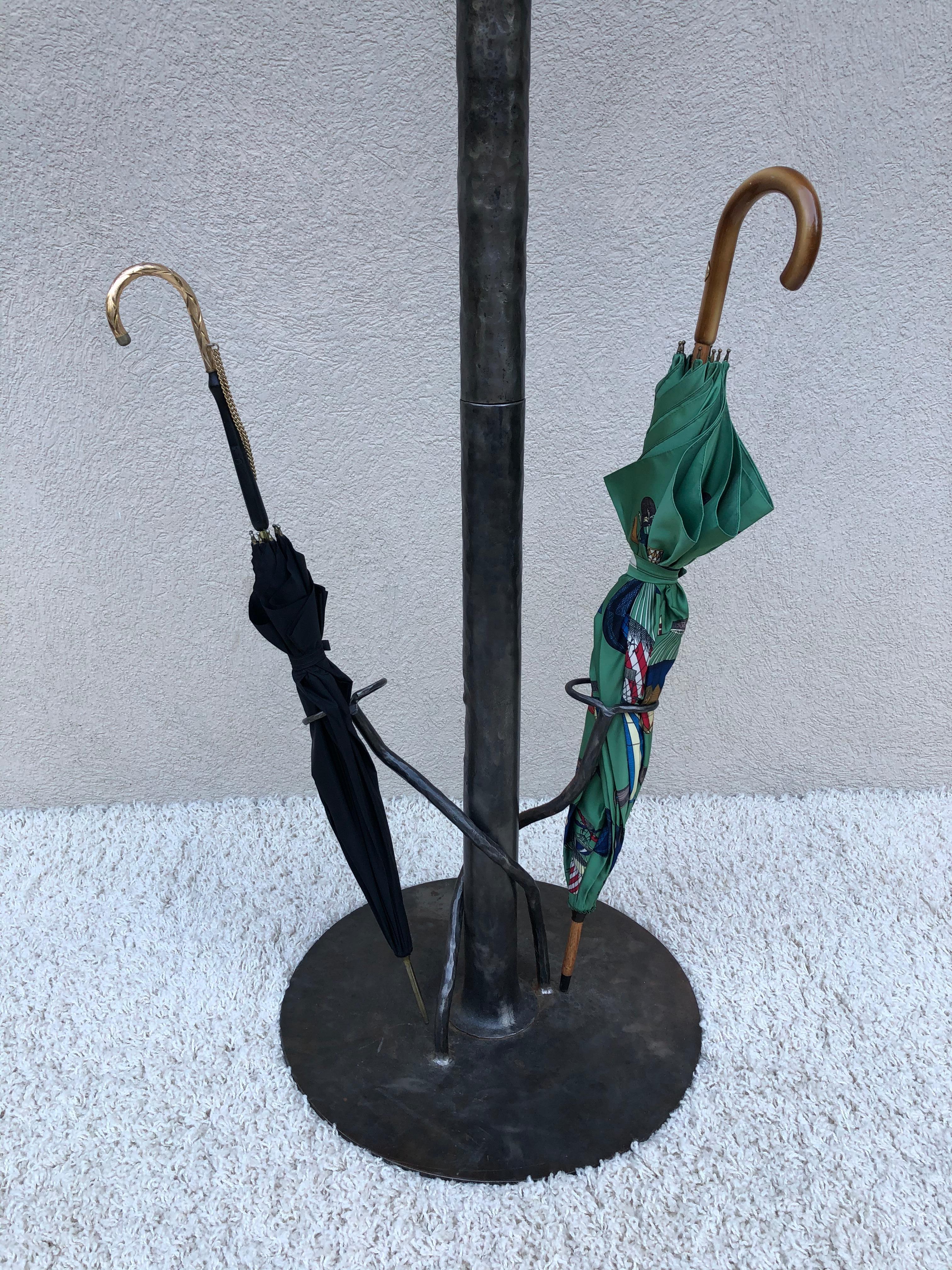 Anodized Handwrought Cactus Coat Hall Tree /Umbrella Stand Entrance Sculpture For Sale