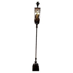 Handgeschmiedetete, vergoldete, italienische Vintage-Stehlampe aus Eisen, Fackeln