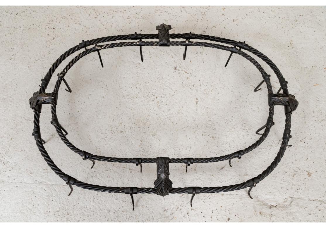 Hand Wrought Hanging Iron Pot Rack For Sale 3