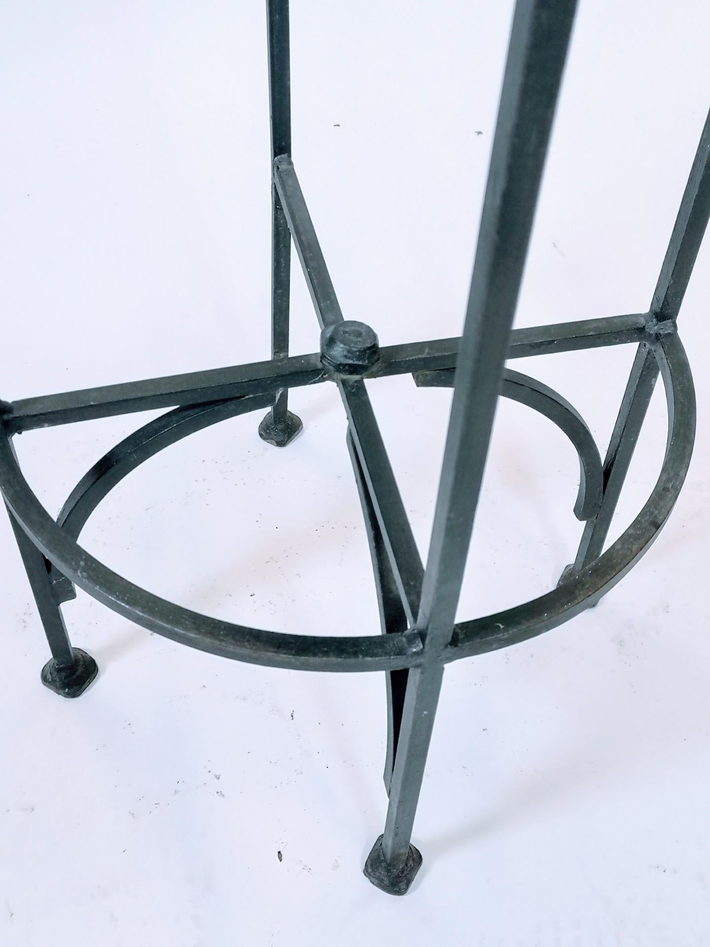 European Handwrought Iron and Leather Vintage Bar Stools, 1970s
