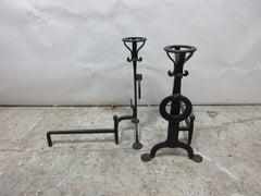Handwrought Iron Andirons, Set of Two
