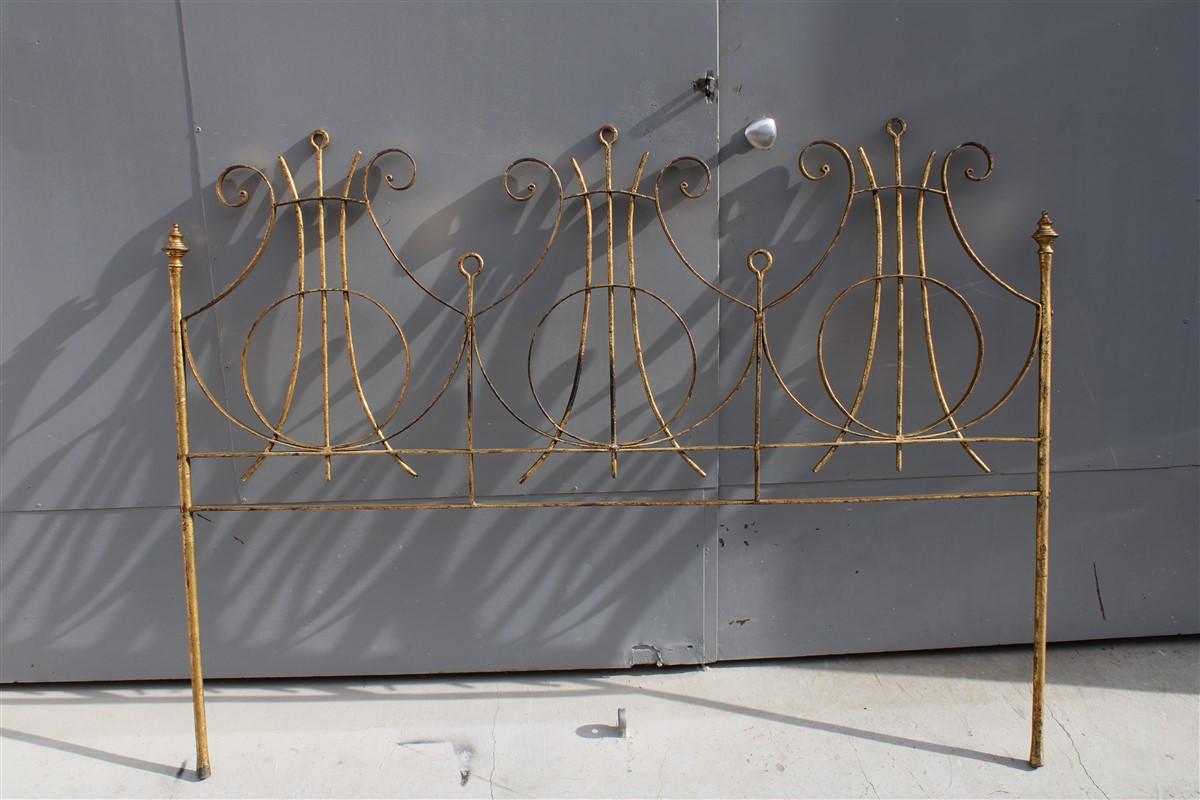 Handwrought iron bed and gilded Italian design 1950s Brutalist gold.