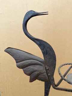 Hand-Wrought Iron Bird Stand in the Style of Samuel Yellin
