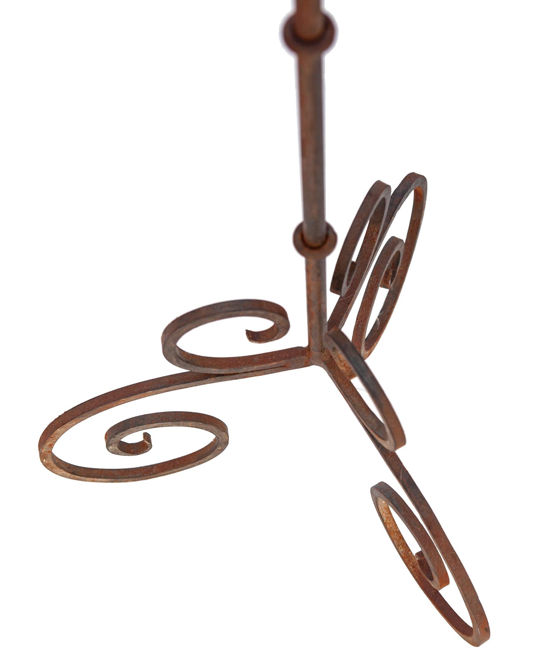 Hand Wrought Iron Candle Stand In Good Condition In Malibu, CA