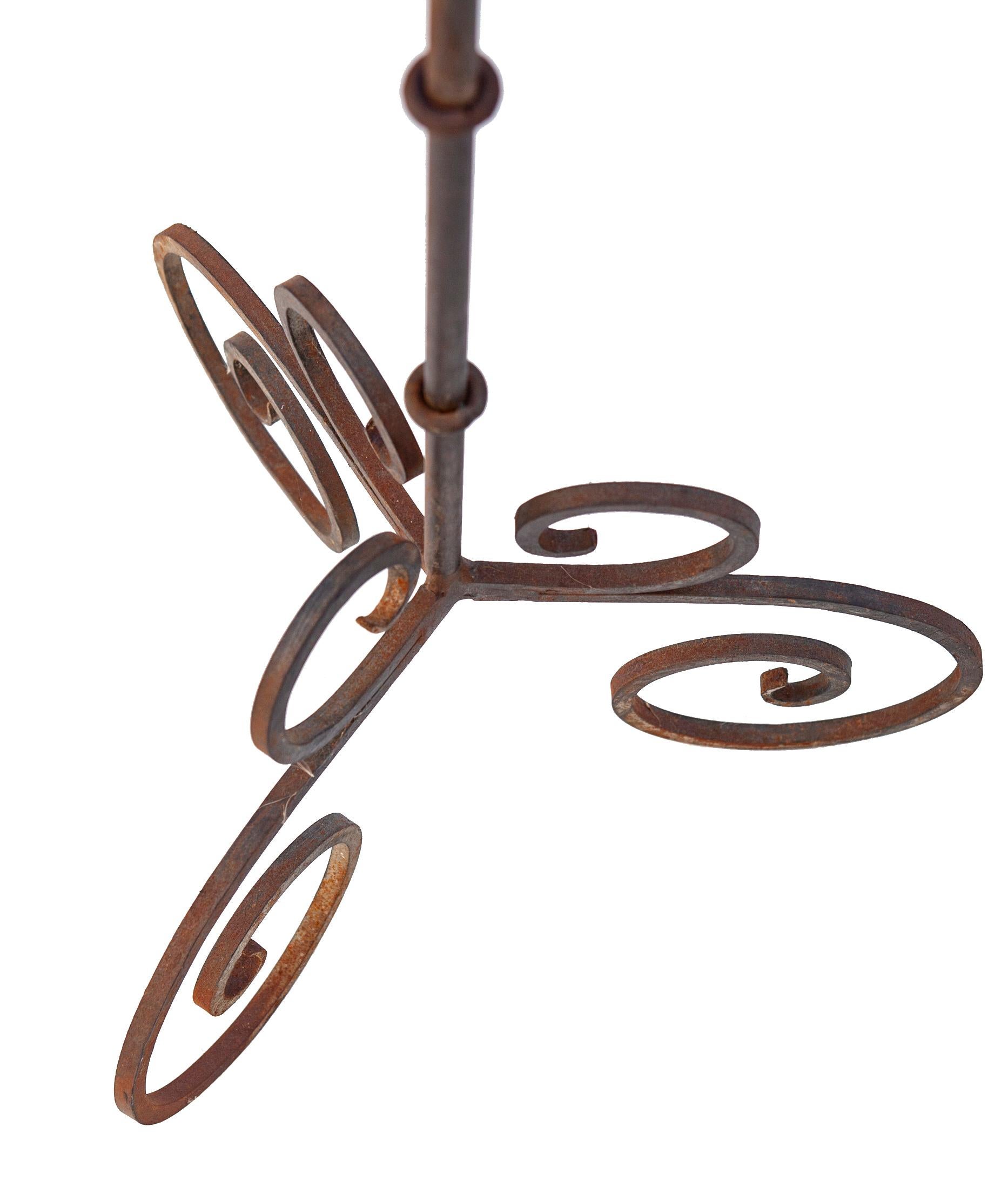 20th Century Hand Wrought Iron Candle Stand