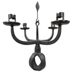 Hand Wrought Iron Chandelier Bertil Vallien Sweden circa 1970