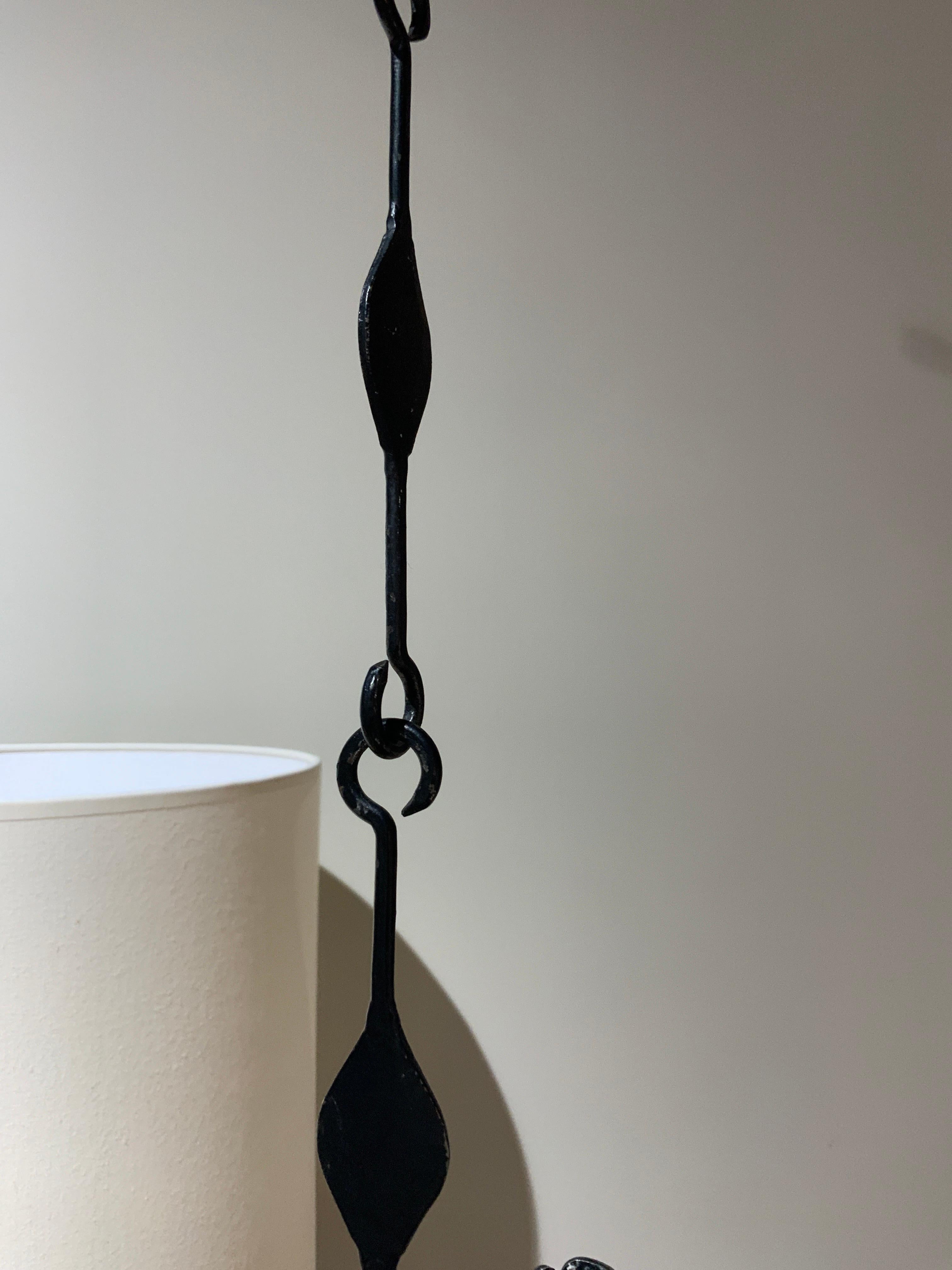 Late 20th Century Hand wrought iron chandelier bertil Vallien Sweden circa 1970 For Sale