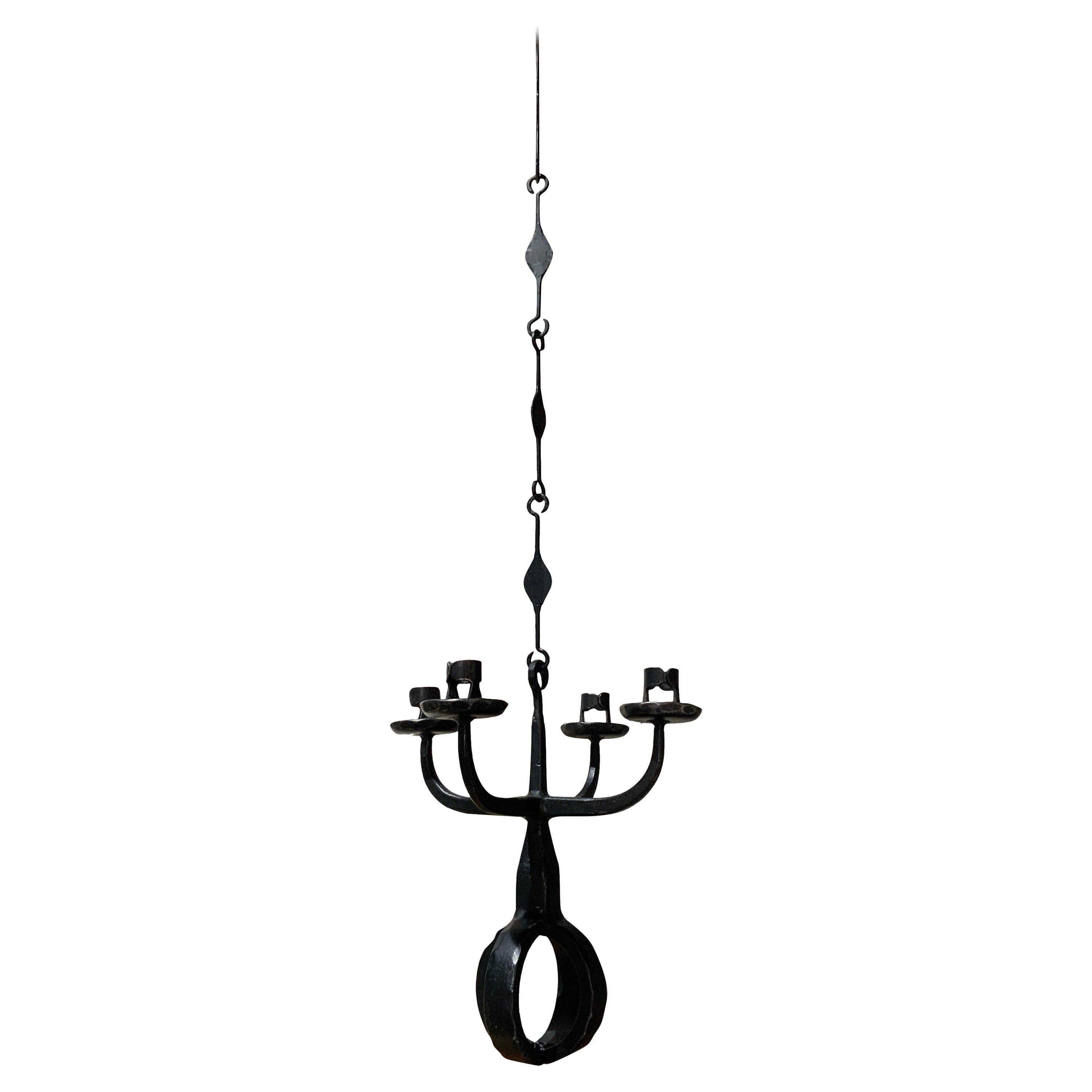 Lampadario in ferro battuto a mano Bertil Vallien Svezia circa 1970