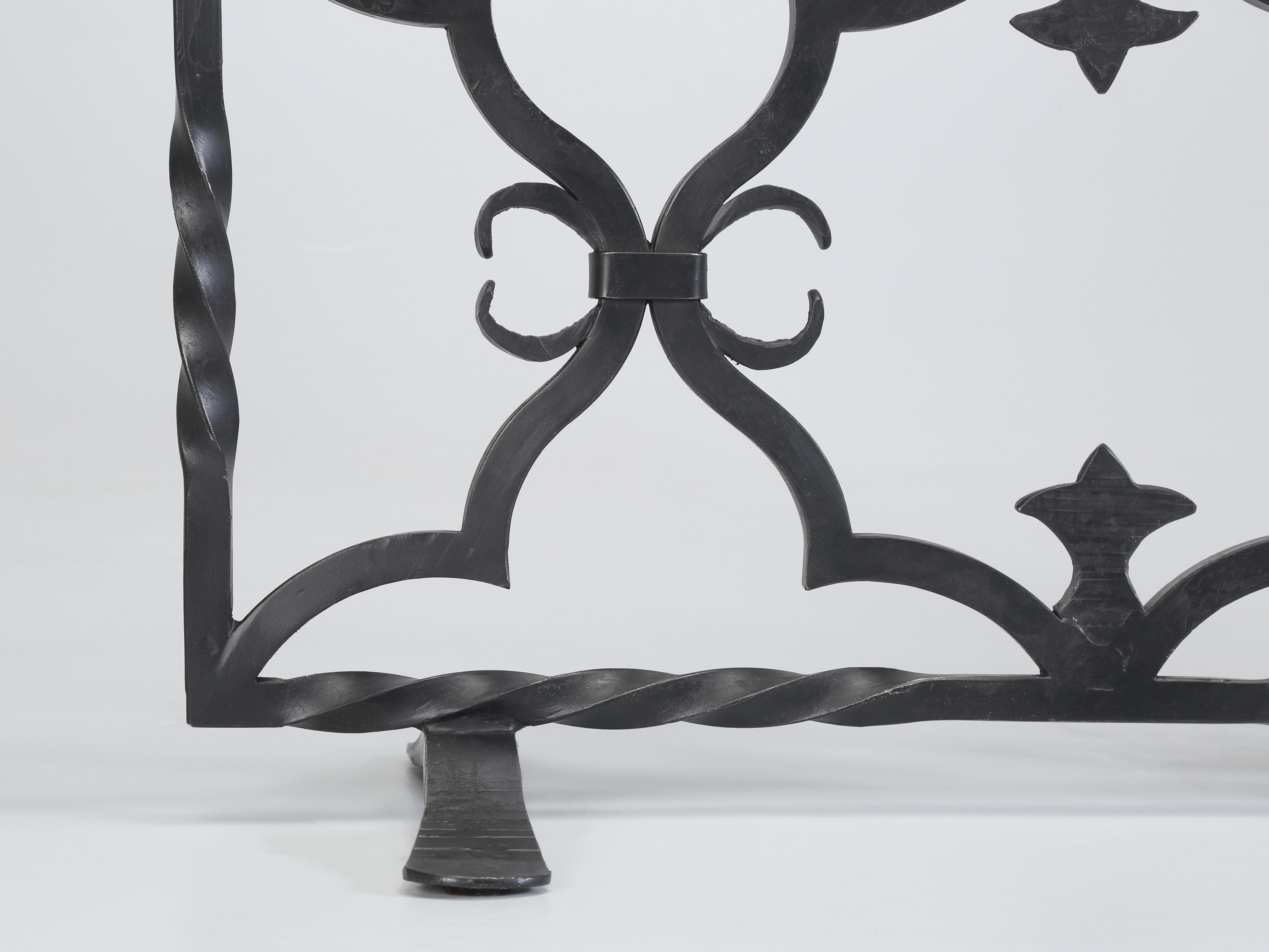 Hand-Wrought Iron Made to Order Old Plank Fireplace Screen Mediterranean Style For Sale 3