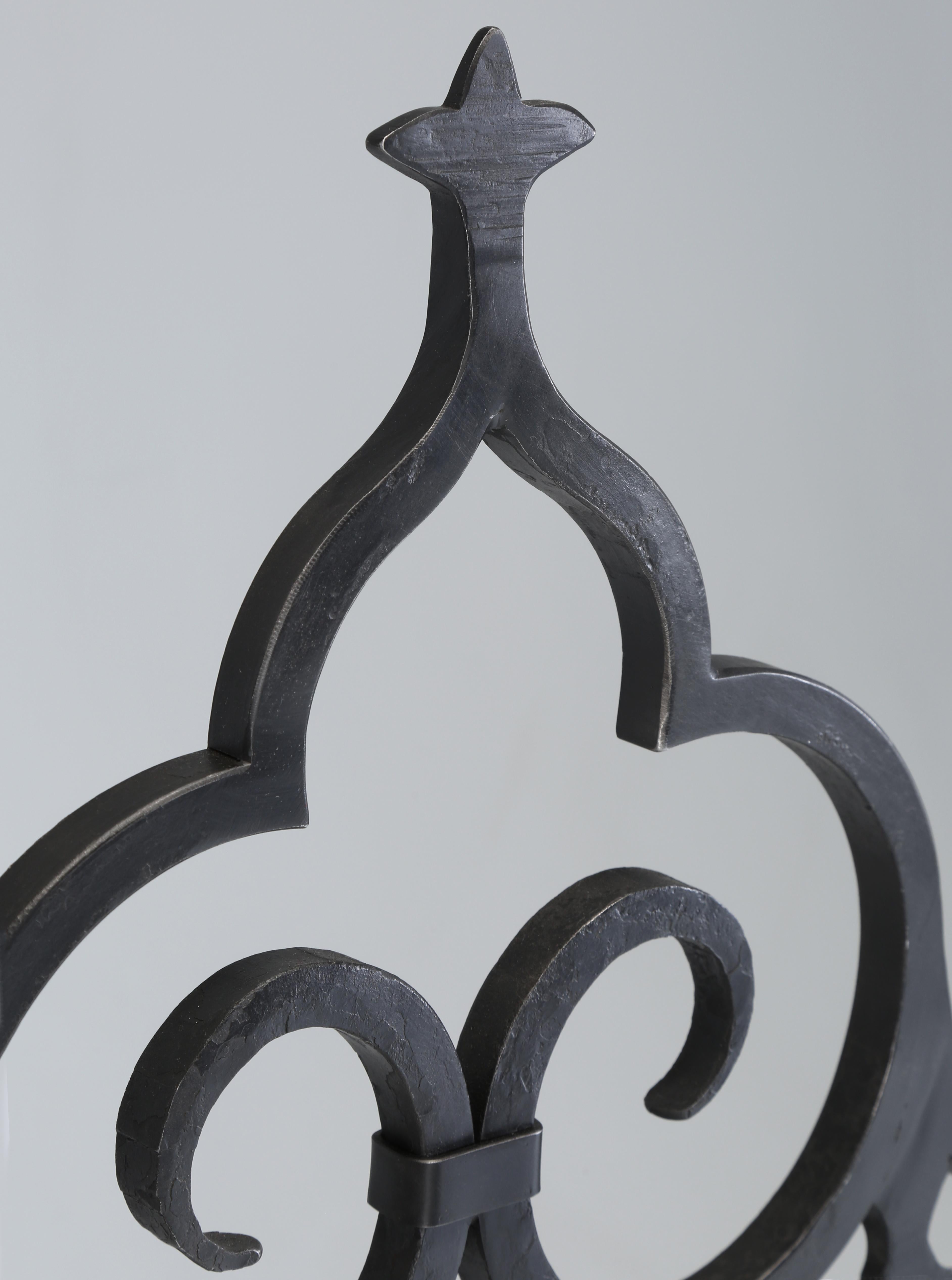 Moorish Hand-Wrought Iron Made to Order Old Plank Fireplace Screen Mediterranean Style For Sale