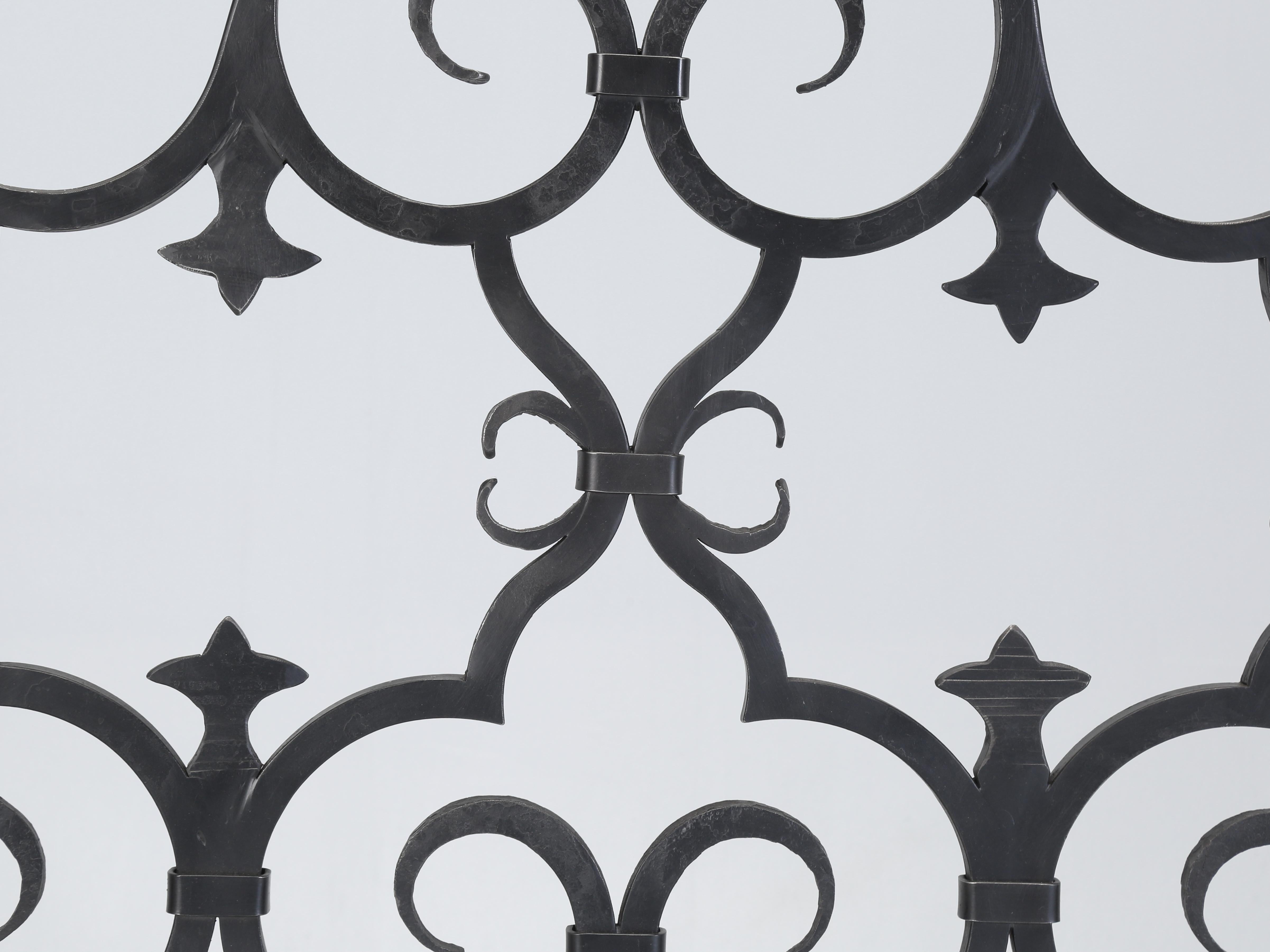 Hand-Crafted Hand-Wrought Iron Made to Order Old Plank Fireplace Screen Mediterranean Style For Sale