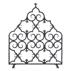 Hand-Wrought Iron Made to Order Old Plank Fireplace Screen Mediterranean Style