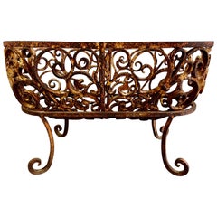Hand Wrought Iron Planter W/ Scrolls