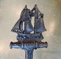 Hand Wrought Iron Ship and Anchor Andirons, circa 1910