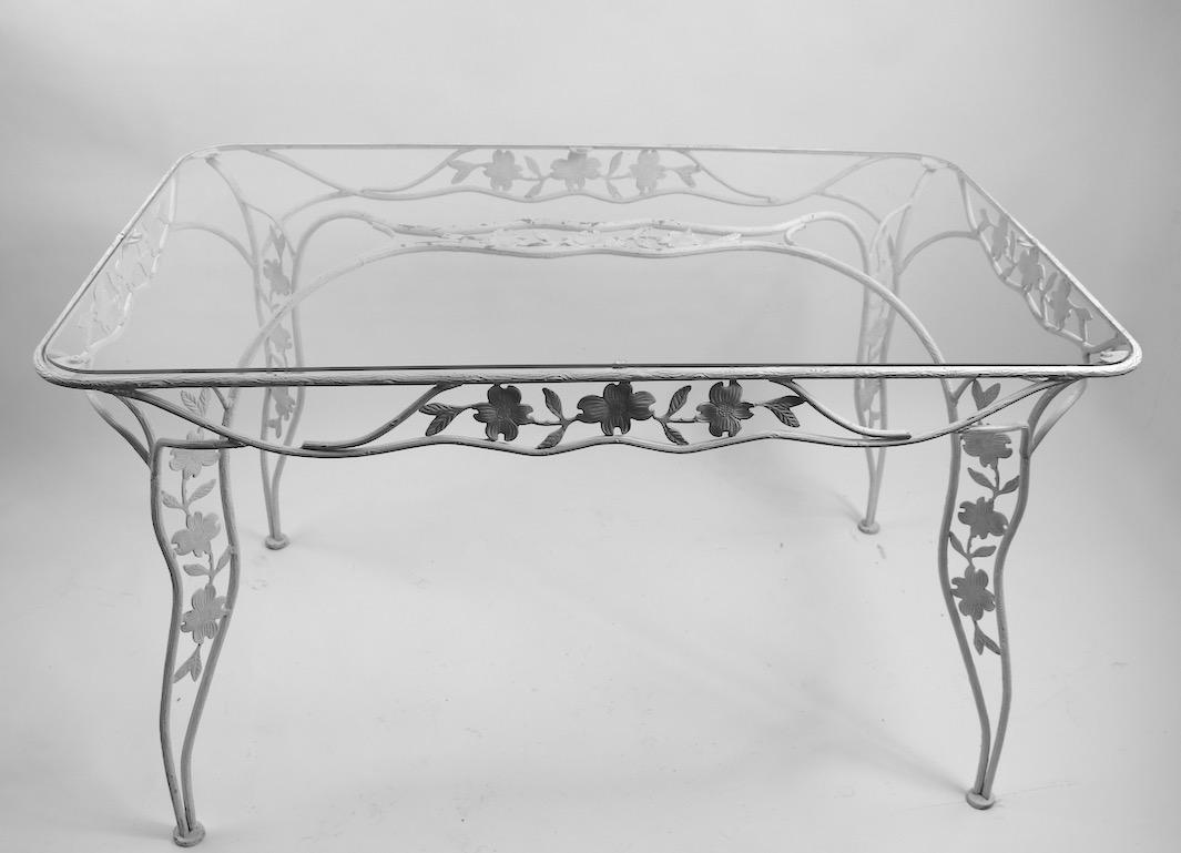 Handwrought Metal and Glass Garden Patio Dining Table 3