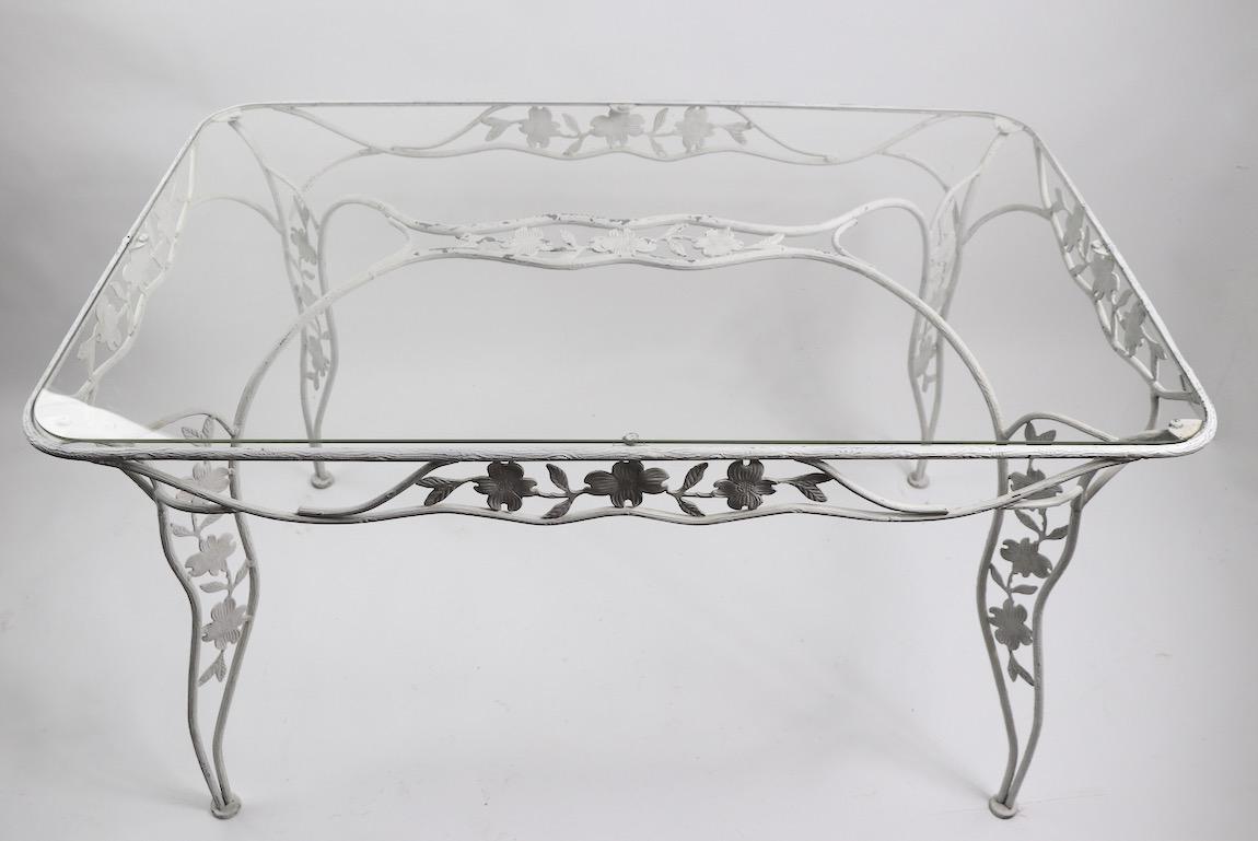 Handwrought Metal and Glass Garden Patio Dining Table 4