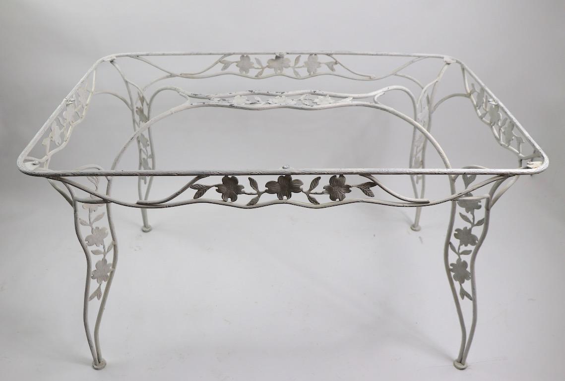 Handwrought Metal and Glass Garden Patio Dining Table (Art déco)