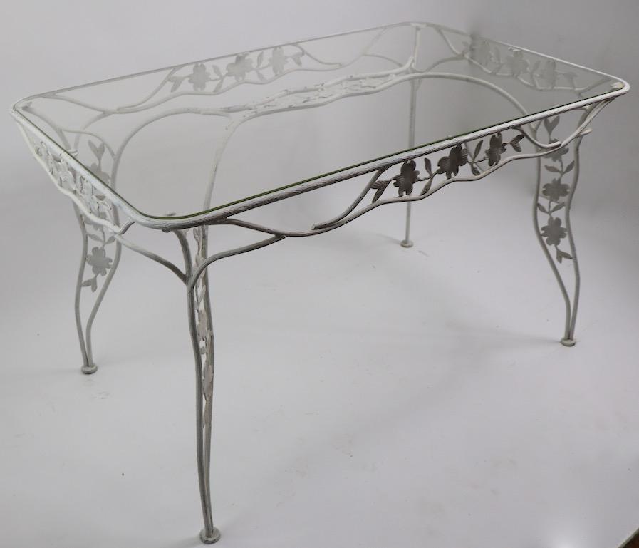 Handwrought Metal and Glass Garden Patio Dining Table 1