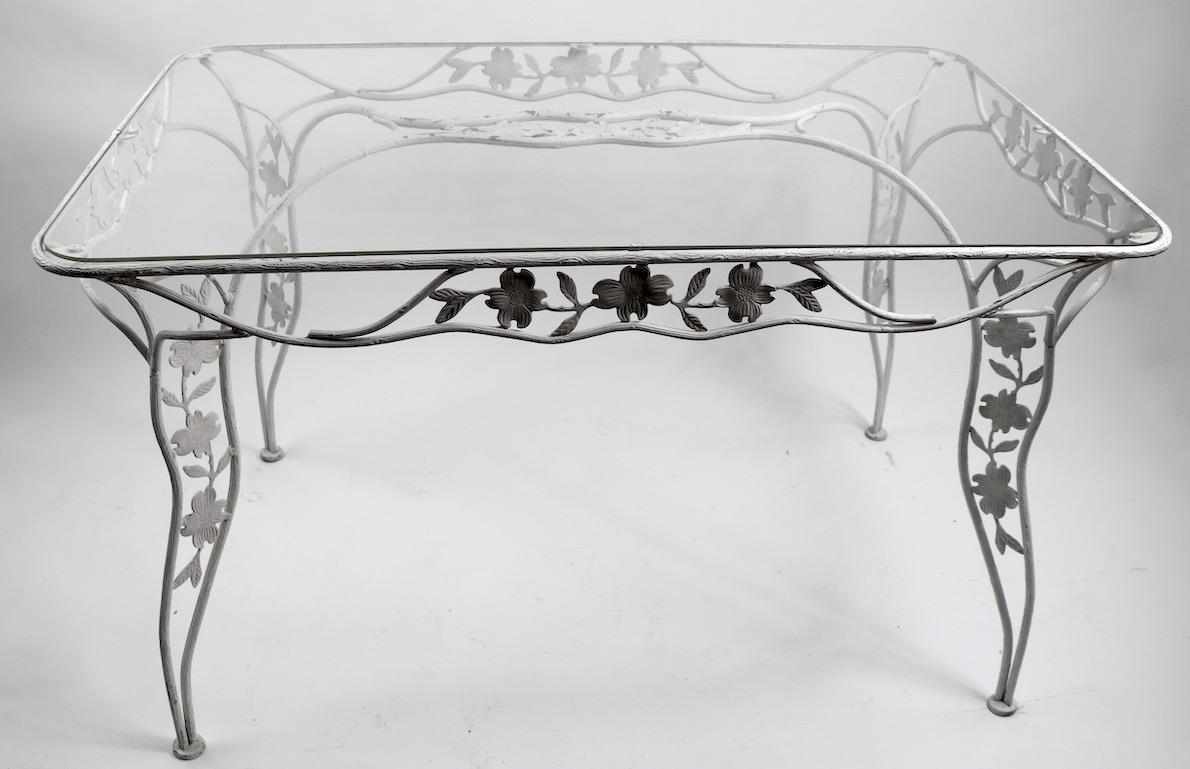 Handwrought Metal and Glass Garden Patio Dining Table 2