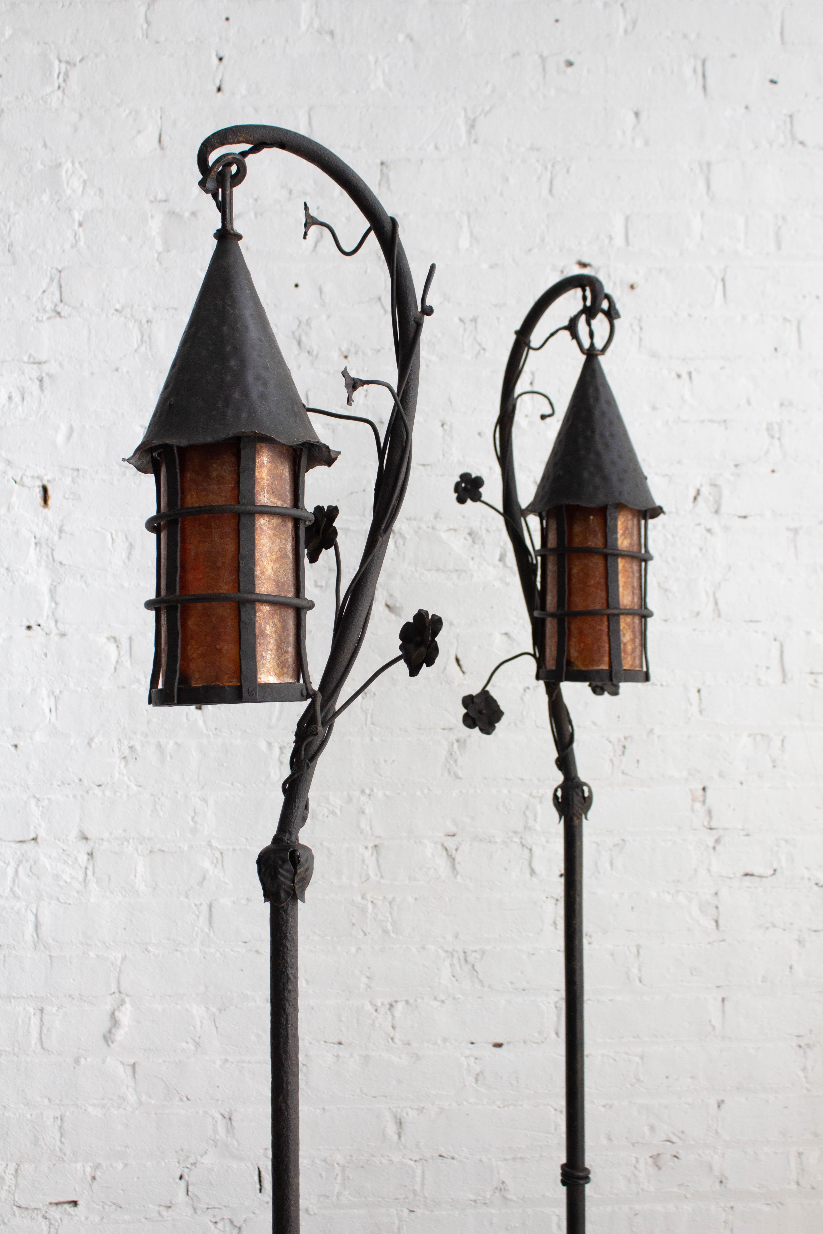 Hand-Wrought Tudor Floor Lamp in the Style of Oscar Bach For Sale 7