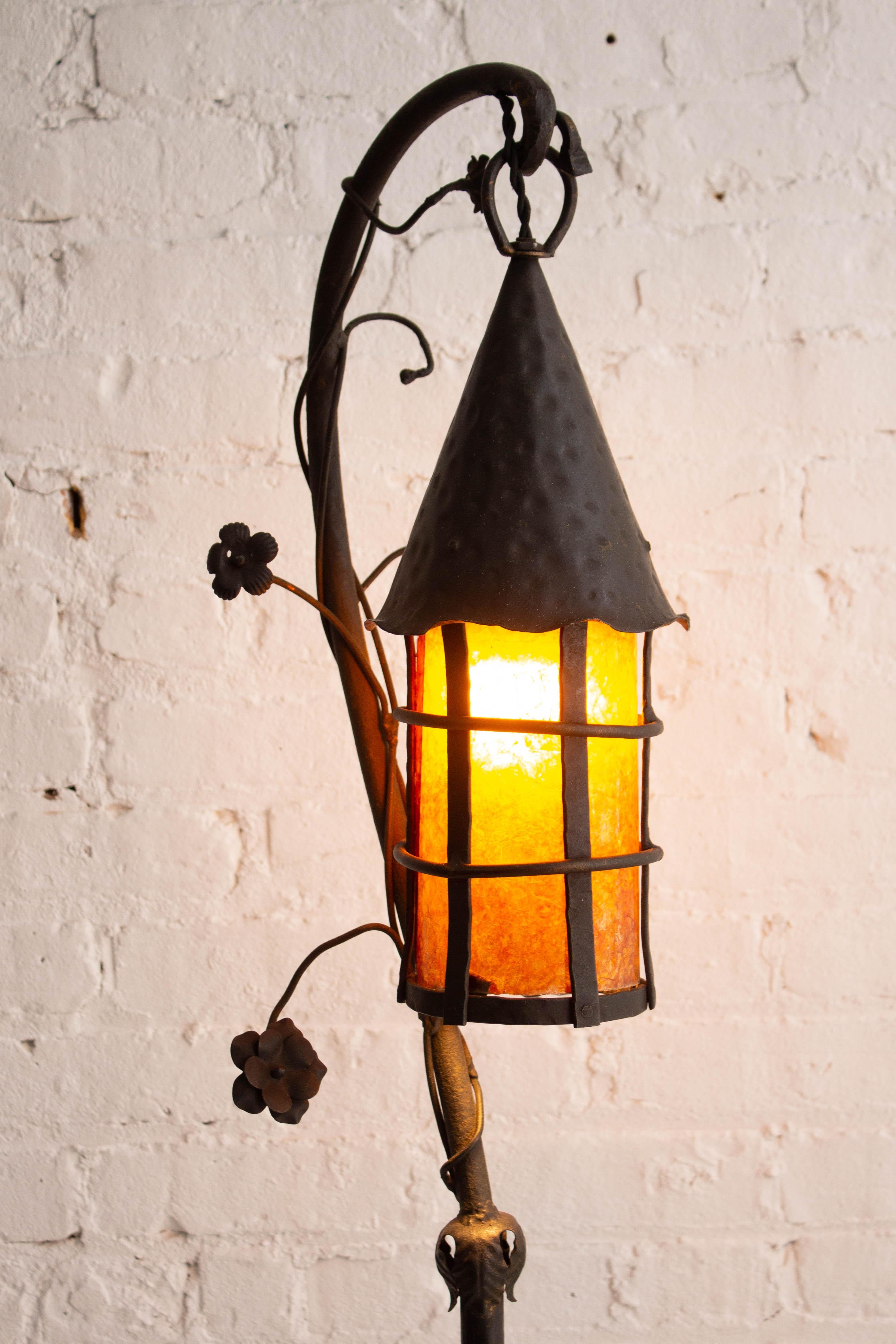 Hand-Wrought Tudor Floor Lamp in the Style of Oscar Bach For Sale 9