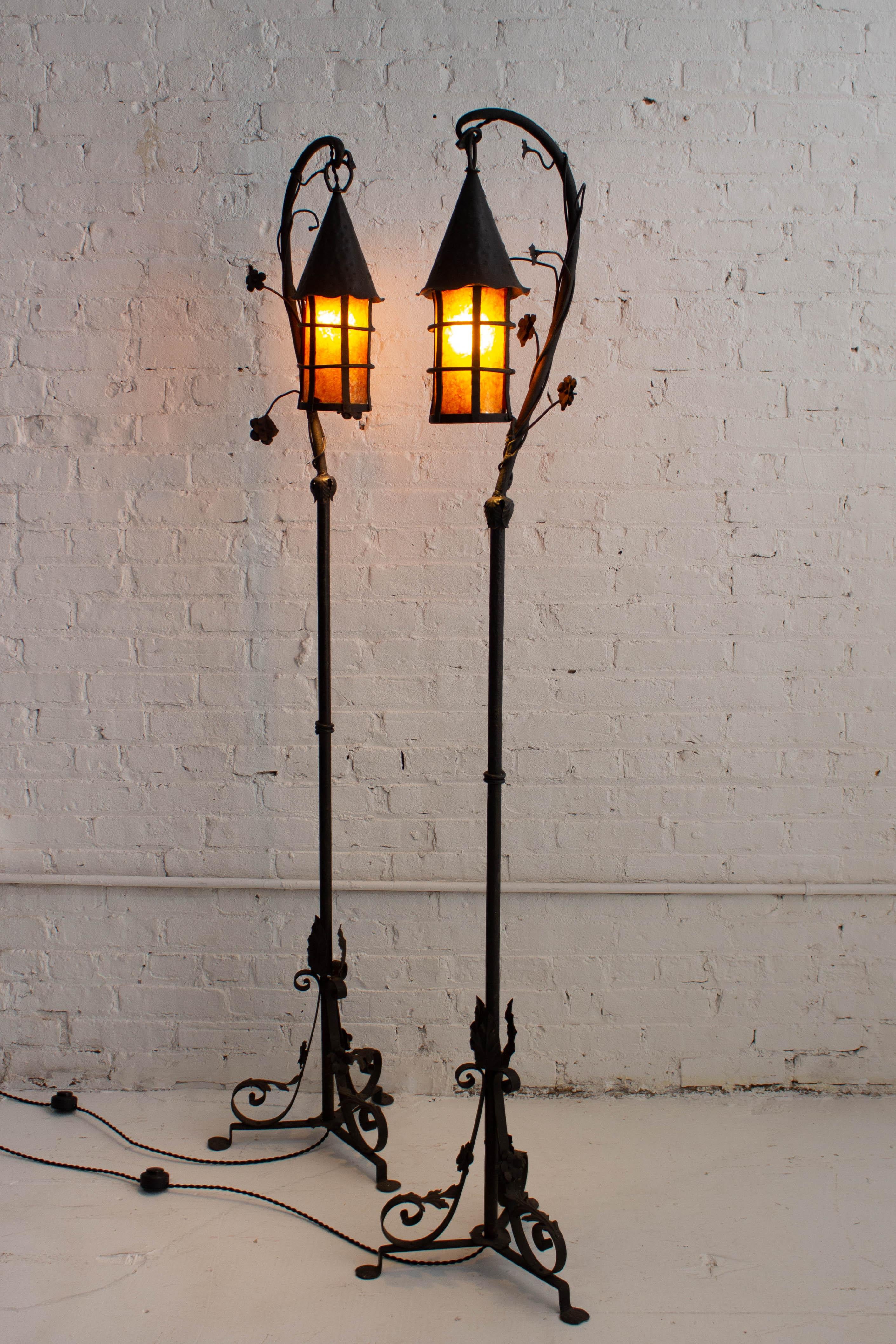 Hand-Wrought Tudor Floor Lamp in the Style of Oscar Bach For Sale 11