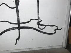 Hand Wrought, Blacksmith Made Surrealist Nouveau Hanging Iron Pot Rack