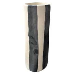 Handame Ceramic Stripes Flower Vase Organic Shape