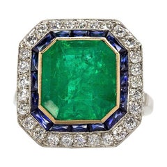 Handame Platinum Emerald, Sapphire and Diamonds Ring Handame Platinum Emerald, Sapphire and Diamonds Ring