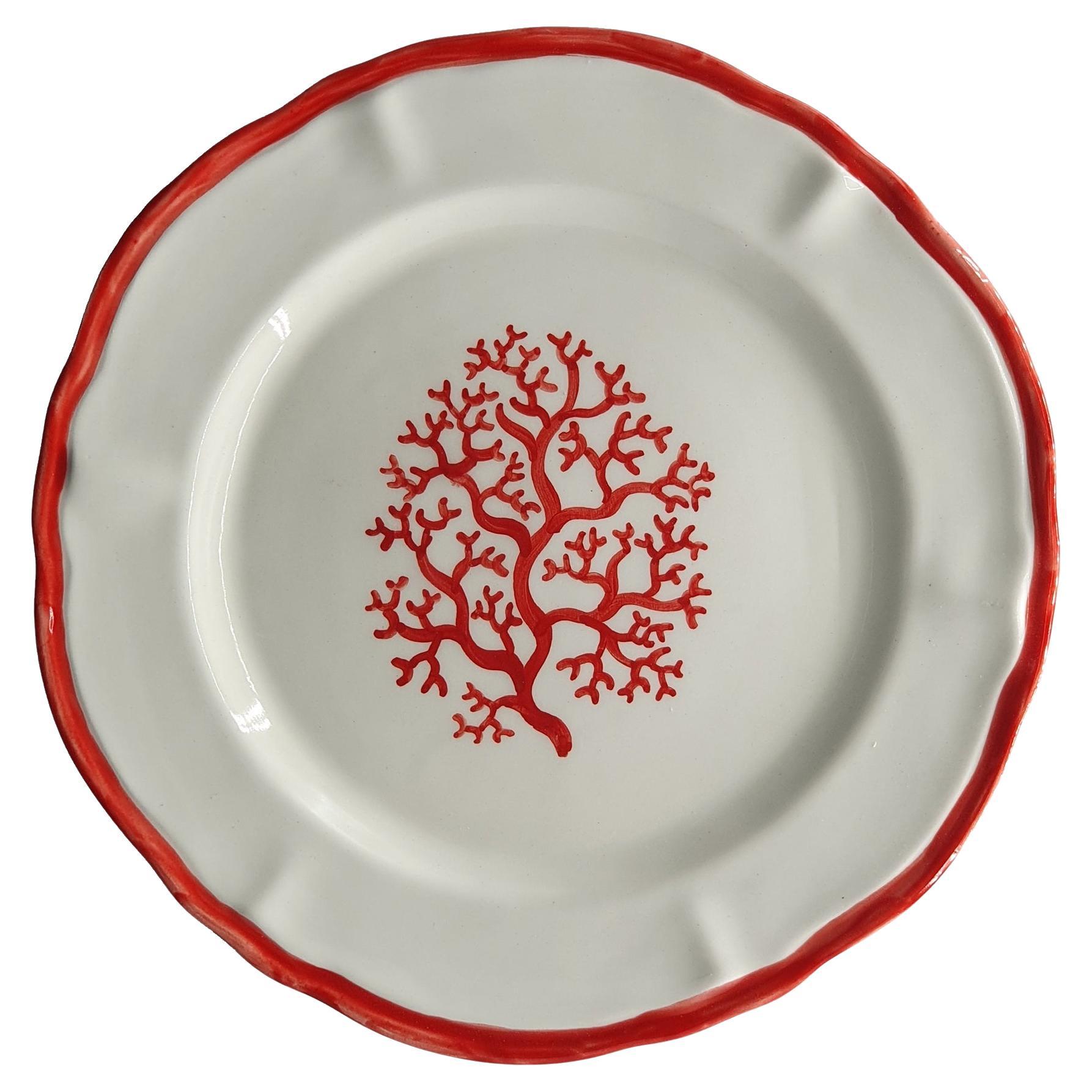Handapainted Coral ceramic dinner plates For Sale
