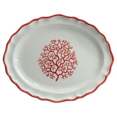 Handapainted Coral ceramic  Serving Tray
