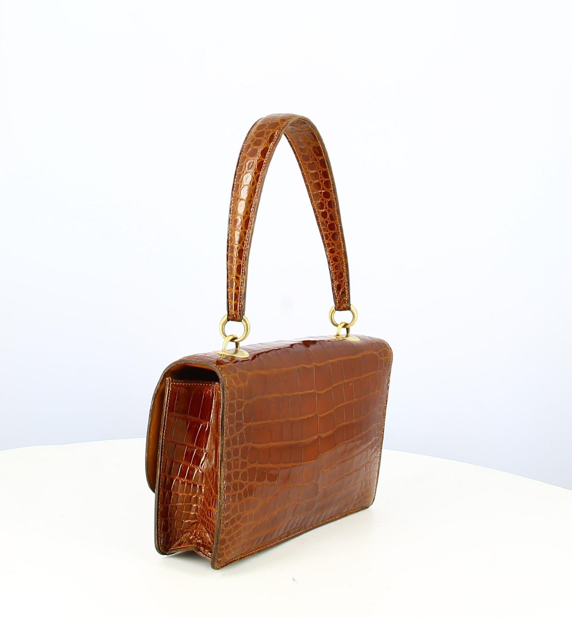 Women's or Men's Handbag Hermes Croco Brown 