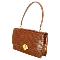 Handbag Hermes Croco Brown