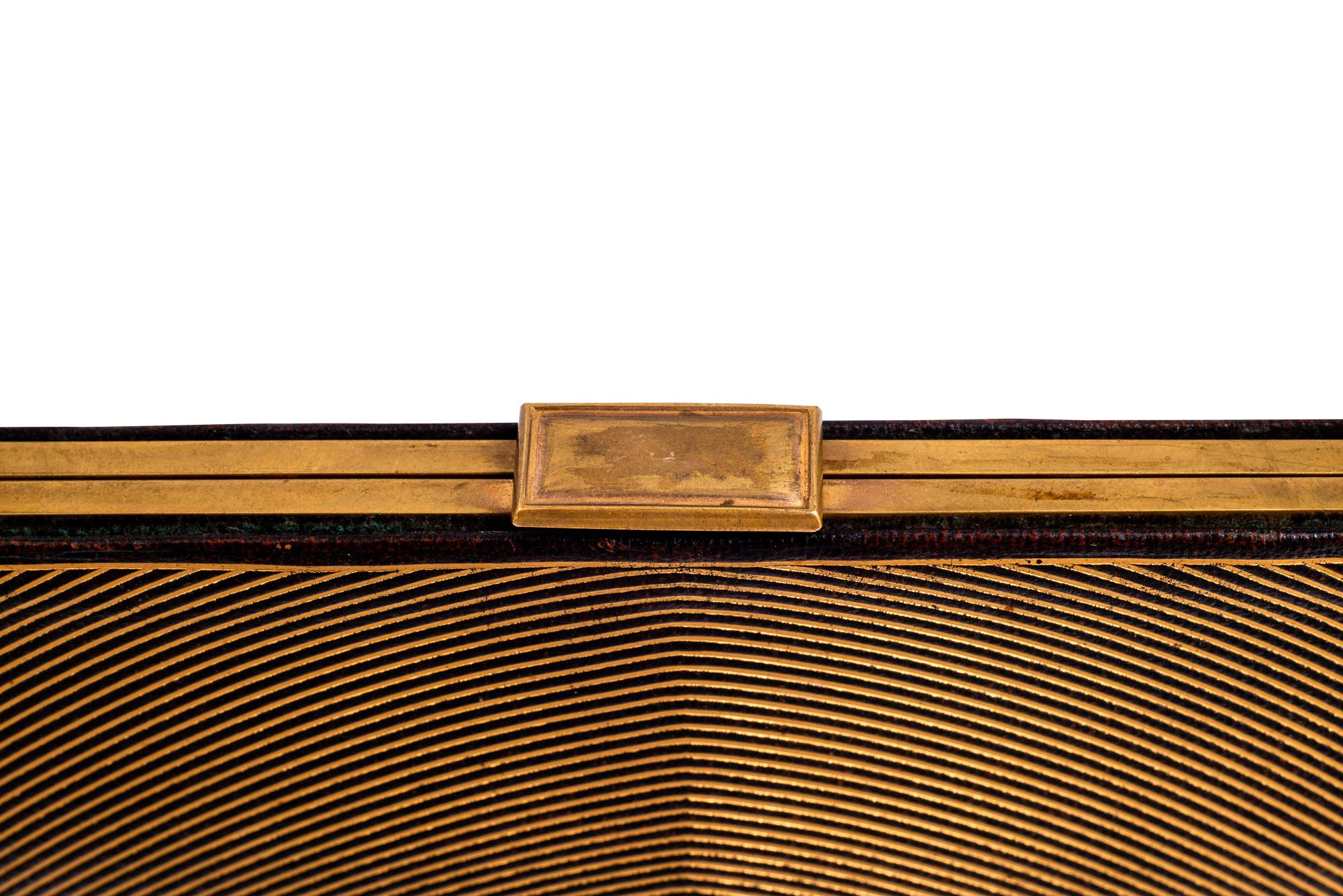 Austrian Handbag Josef Hoffmann Leather Gold Embossed Wiener Werkstatte, circa 1924 For Sale