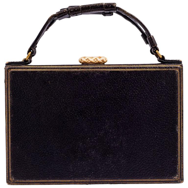 Handbag Josef Hoffmann Leather Gold Embossed Wiener Werkstatte, circa ...