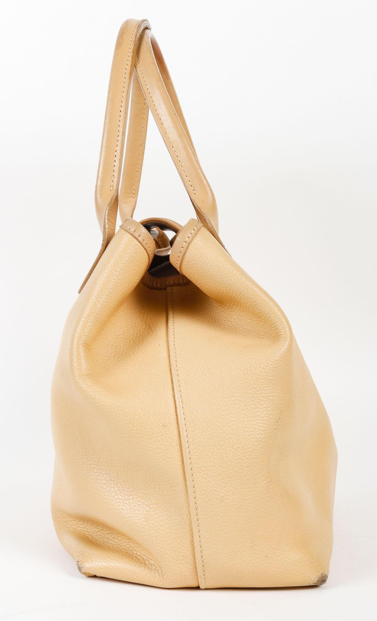 French Handbag, Longchamp, Yellow Leather, Chrome Buckle, 20th Century. For Sale